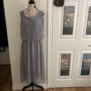 Chic Sleeveless Gray Maxi Dress